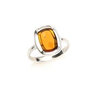 Bague argent ambre cognac