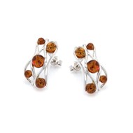 Boucle d'oreille argent ambre cognac