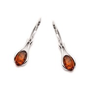 Boucle d'oreille argent ambre cognac