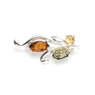 Broche argent ambre