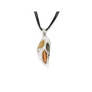 Collier cordon noir argent ambre multicolore