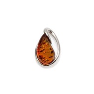 Pendentif argent ambre cognac