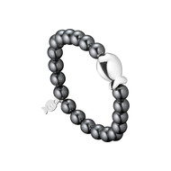 Bracelet perles grises foncées en argent 925, cristal Swarovski, 16.5g