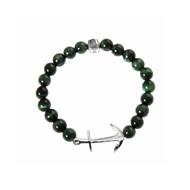 Bracelet argent ancre et pierre onyx vert