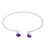BRACELET JONC ARGENT ET AMÉTHYSTES