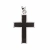 Pendentif Croix Pierre Onyx Noire Argent - vue V1