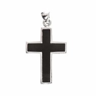 Pendentif Croix Pierre Onyx Noire Argent