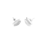 Boucles d'oreilles en argent lisse et brossé deux ovales