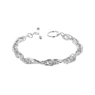 Bracelet en argent mailles rectangles enchevêtrées par trois