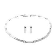 Collier en argent rectangles longs et fins et petits carrés articulés