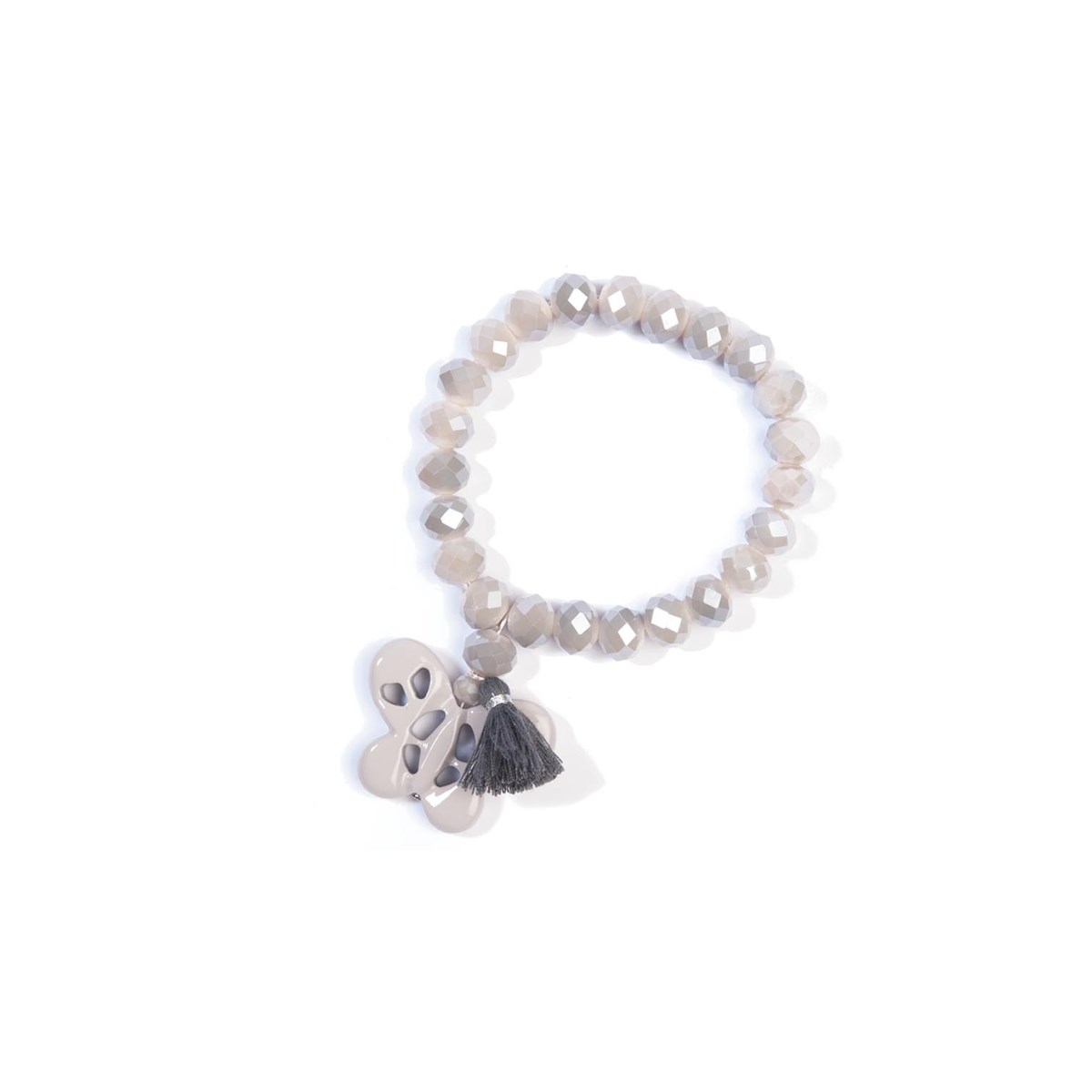 Bracelet de perles grises 'Paloma' et papillon gris - Amarkande