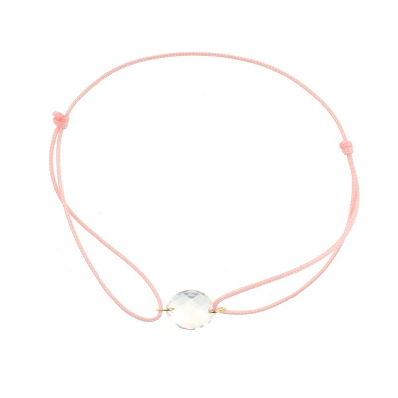 Bracelet femme cordon rose avec quartz rose - BeJewels - vue 2