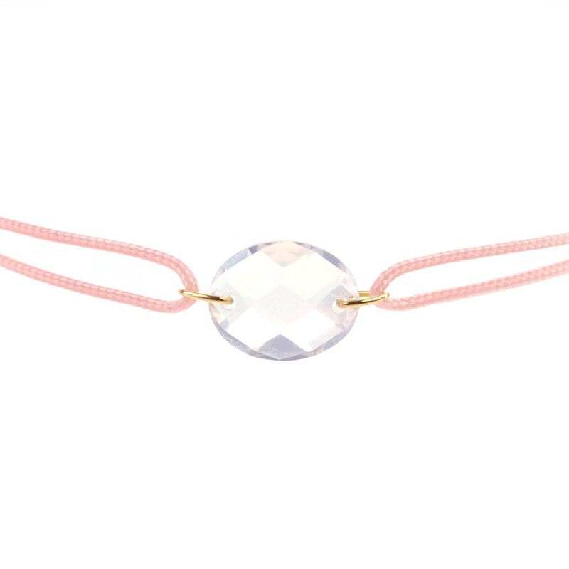 Bracelet femme cordon rose avec quartz rose - BeJewels - vue 3