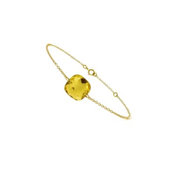 Bracelet chaine or jaune avec citrine coussin - BeJewels