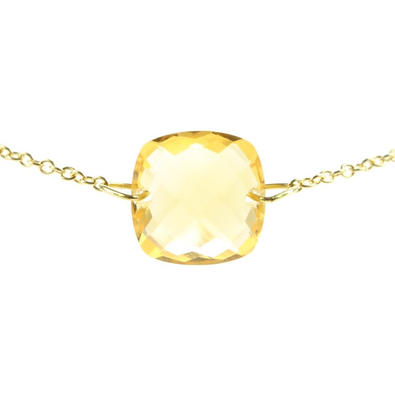 Bracelet chaine or jaune avec citrine coussin - BeJewels - vue 2