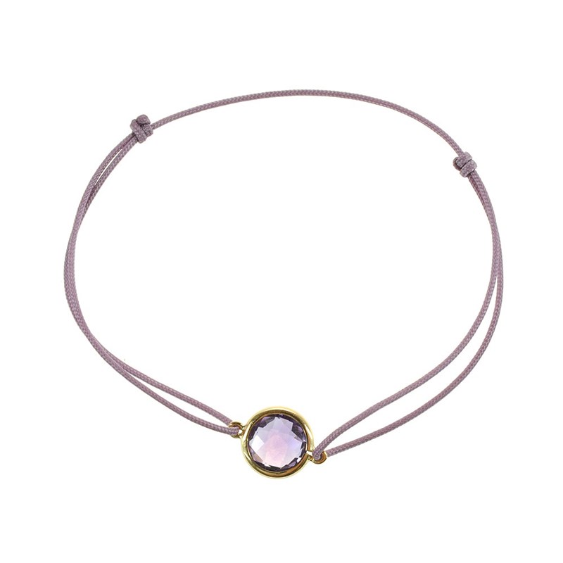 Bracelet cordon violet avec améthyste ronde - BeJewels - vue 2
