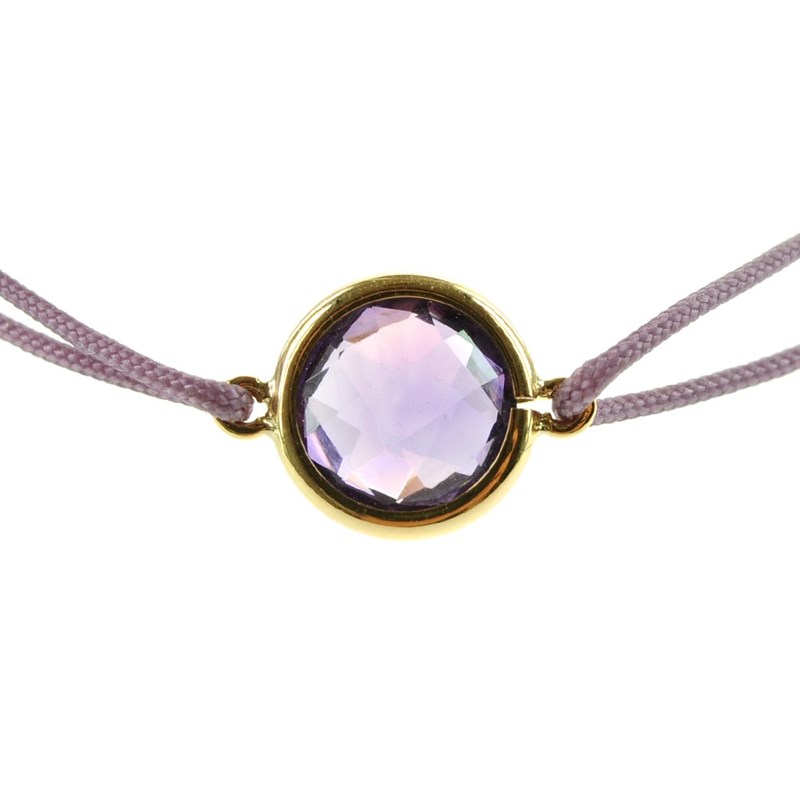 Bracelet cordon violet avec améthyste ronde - BeJewels - vue 3