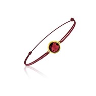 Bracelet cordon rouge pierre grenat ronde sertie - Be Jewels!