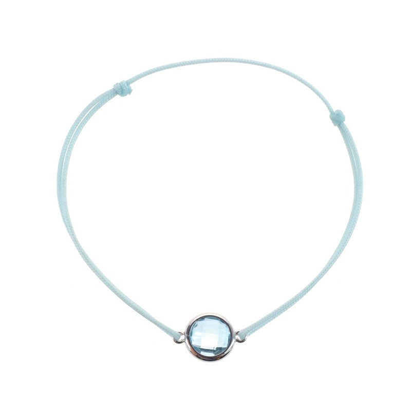 Bracelet cordon bleu avec topaze bleue - Be Jewels - vue 2
