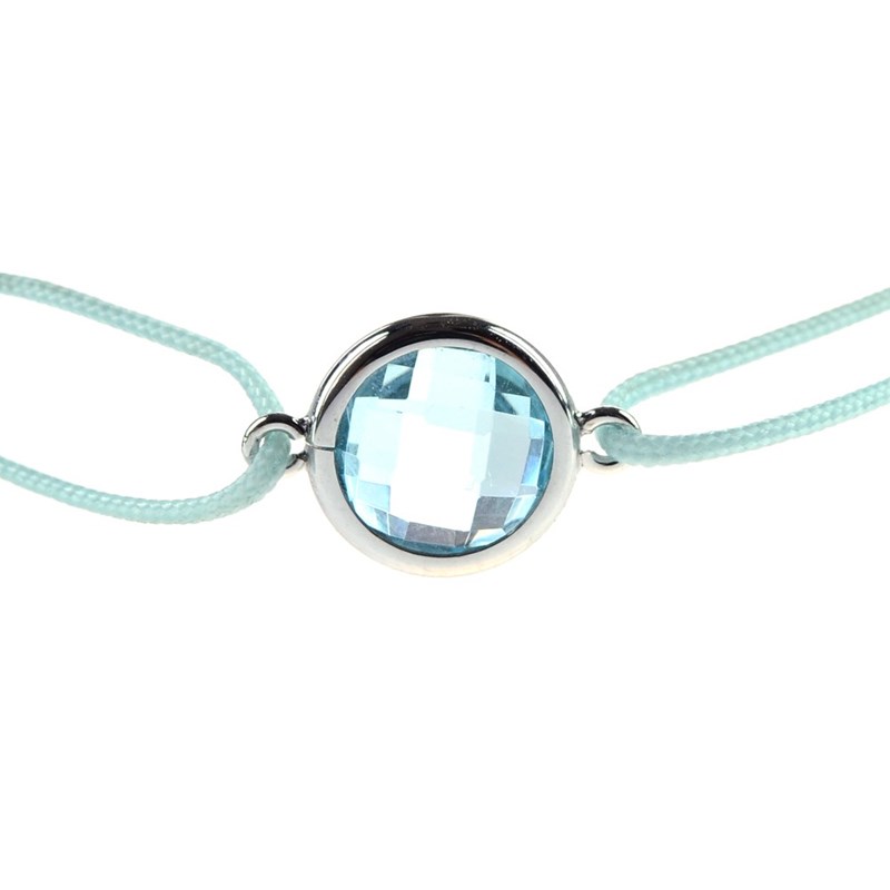 Bracelet cordon bleu avec topaze bleue - Be Jewels - vue 3