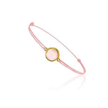 Bracelet cordon rose montés avec un quartz rose - Be Jewels