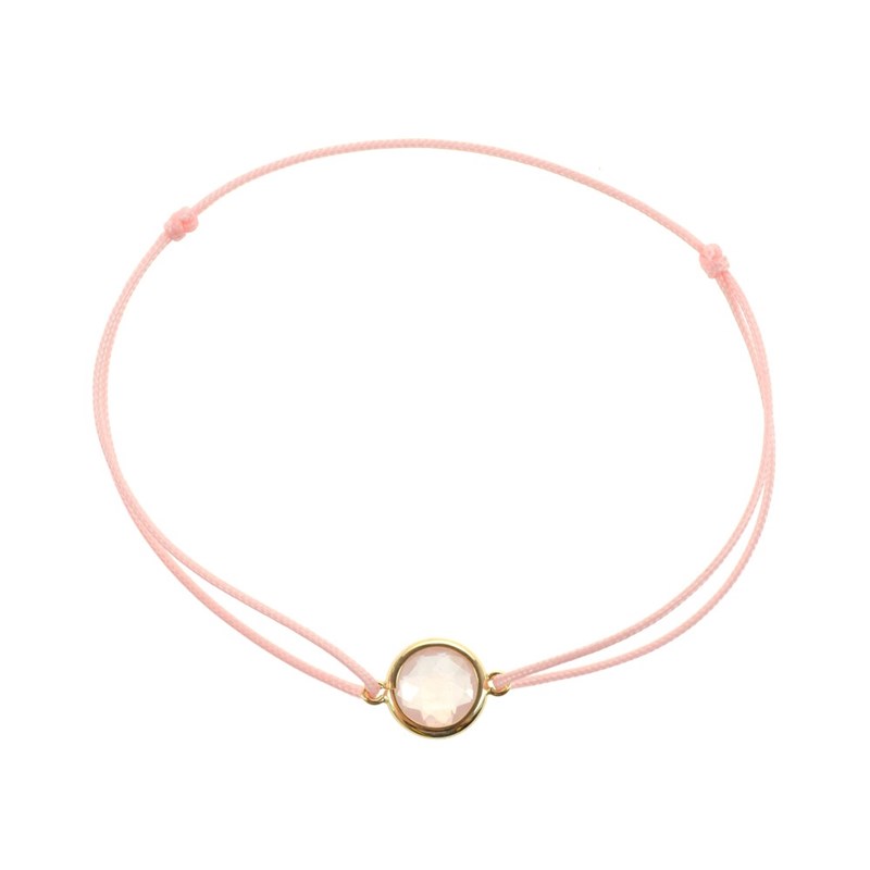 Bracelet cordon rose montés avec un quartz rose - Be Jewels - vue 2