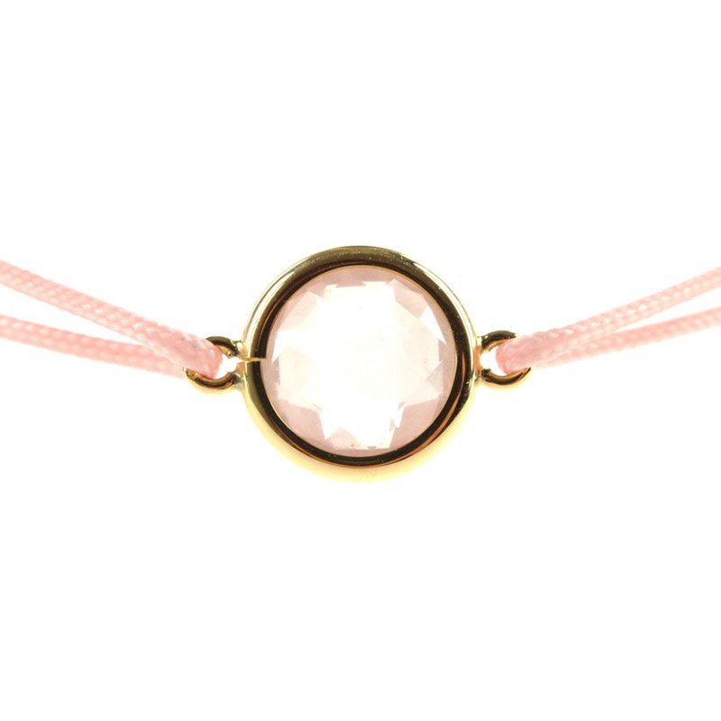 Bracelet cordon rose montés avec un quartz rose - Be Jewels - vue 3
