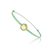 Bracelet cordon vert avec quartz vert serti rond - Be Jewels!