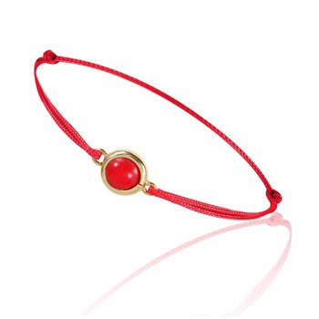 Bracelet cordon rouge avec une pierre corail - Be Jewels!