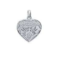 Pendentif coeur je t'aime et colombes  Argent 925/00