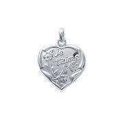 Pendentif coeur je t'aime Argent 925/00 rhodié