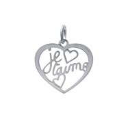 Pendentif coeur ajouré \'Je t'aime\' Argent 925/00 rhodié