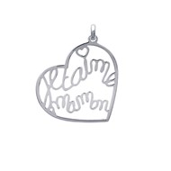 Pendentif coeur ajouré \'Je t'aime Maman\' Argent 925/00 rhodié
