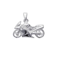 Pendentif moto course Argent 925/00 rhodié