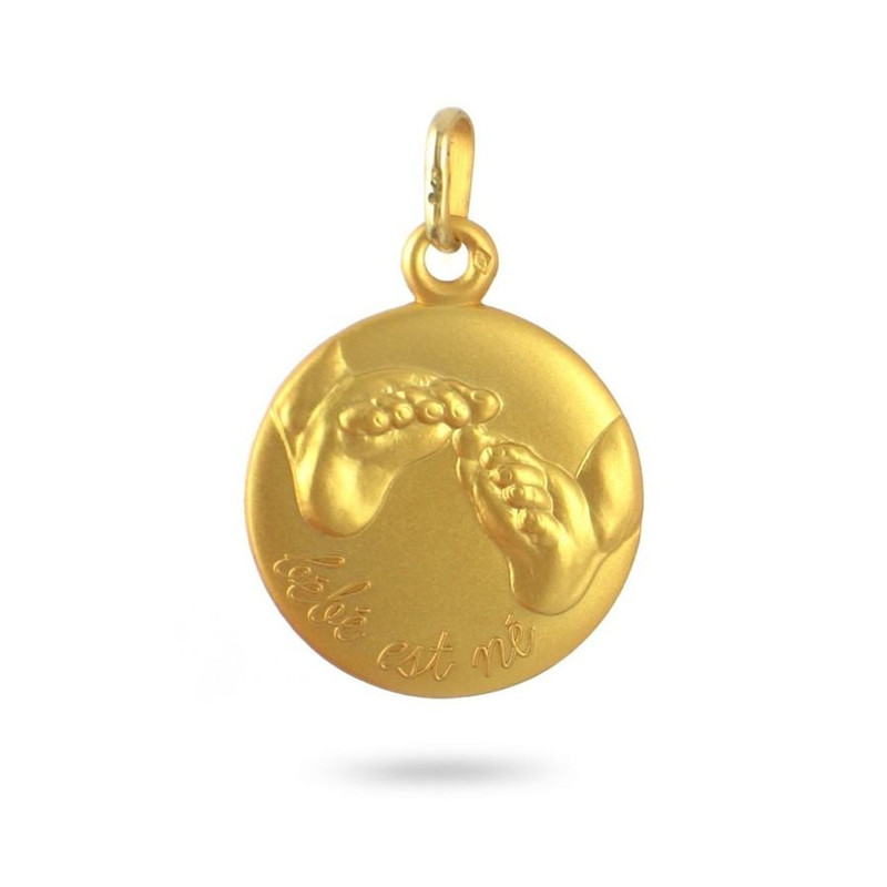 Medaille Pieds De Bebe Or Jaune 375 00 Enfant Pendentif Maty