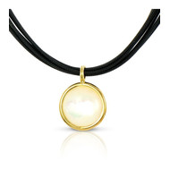 Collier Or jaune 750/00 et nacre cordon noir