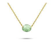 Collier Or jaune 750/00 et quartz vert ovale