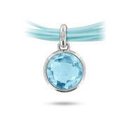 Collier Or blanc 750/00 et topaze bleue cordon bleu