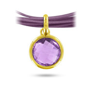 Collier Or jaune 750/00 et améthyste cordon violet
