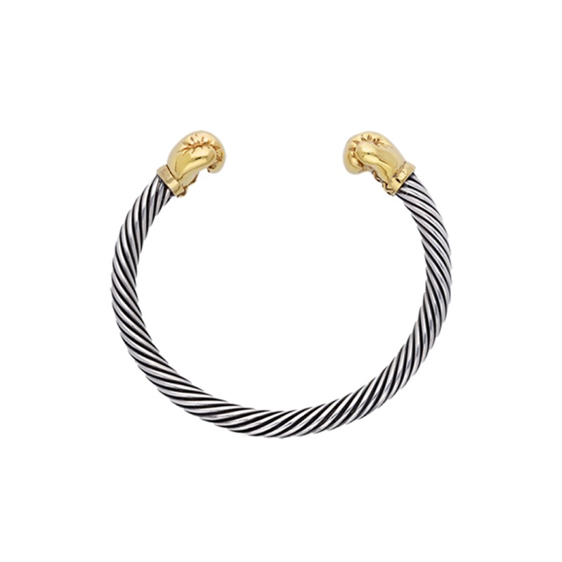 Bracelet argent gants de boxe doré - vue V3