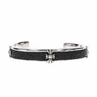 Bracelet esclave croix rock argent et galuchat