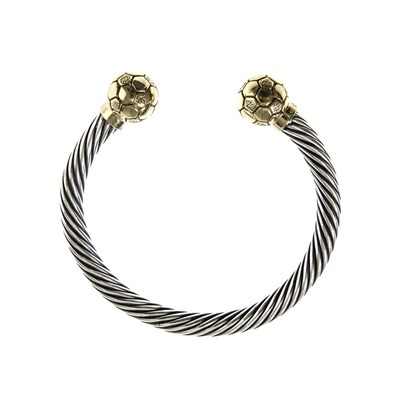Bracelet jonc argent football ballon d'or - vue V3