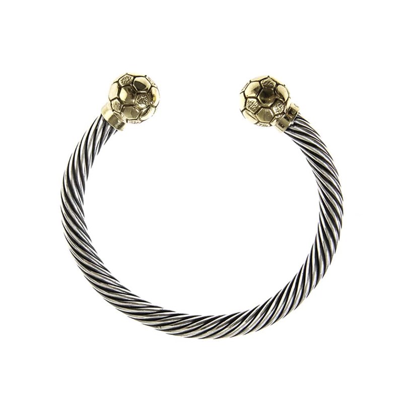 Bracelet jonc argent football ballon d'or - vue V3