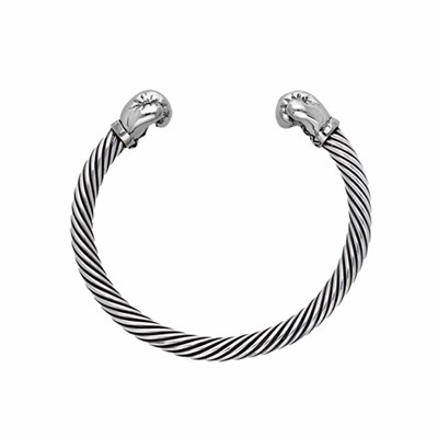 Bracelet jonc argent gants de boxe - vue V2