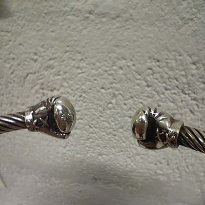 Bracelet jonc argent gants de boxe - vue V3