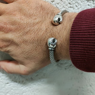 Bracelet jonc argent gants de boxe - vue V4