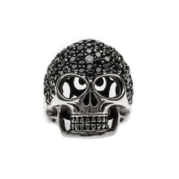 Zilveren Ring Kostbare Schedel Zirkonium Zwart