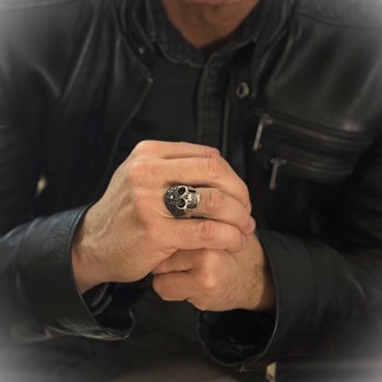 Zilveren Ring Kostbare Schedel Zirkonium Zwart