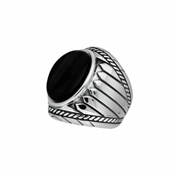 Bague Homme Argent Onyx Indiana