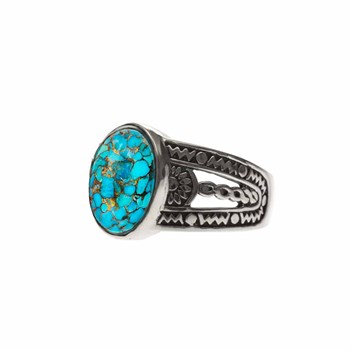 Bague Homme Ethnique Turquoise Argent